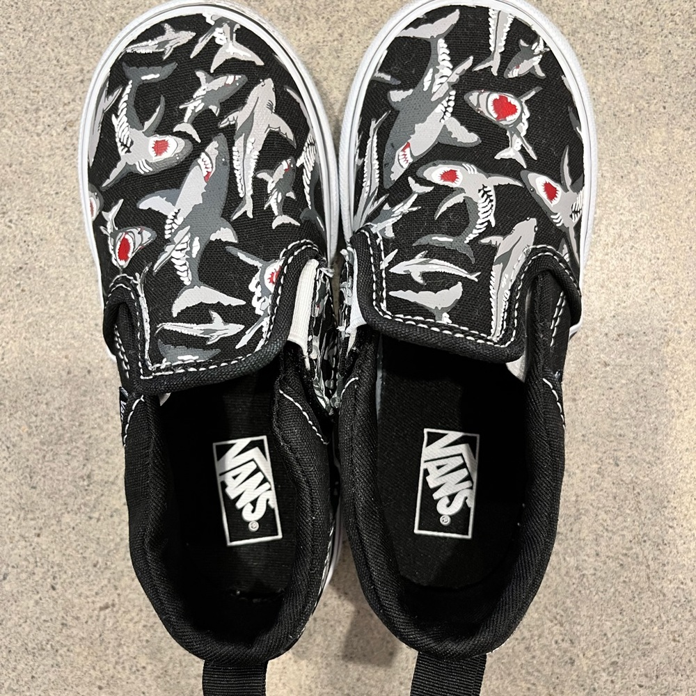 Toddler Vans, Black with Glow in the Dark Sharks